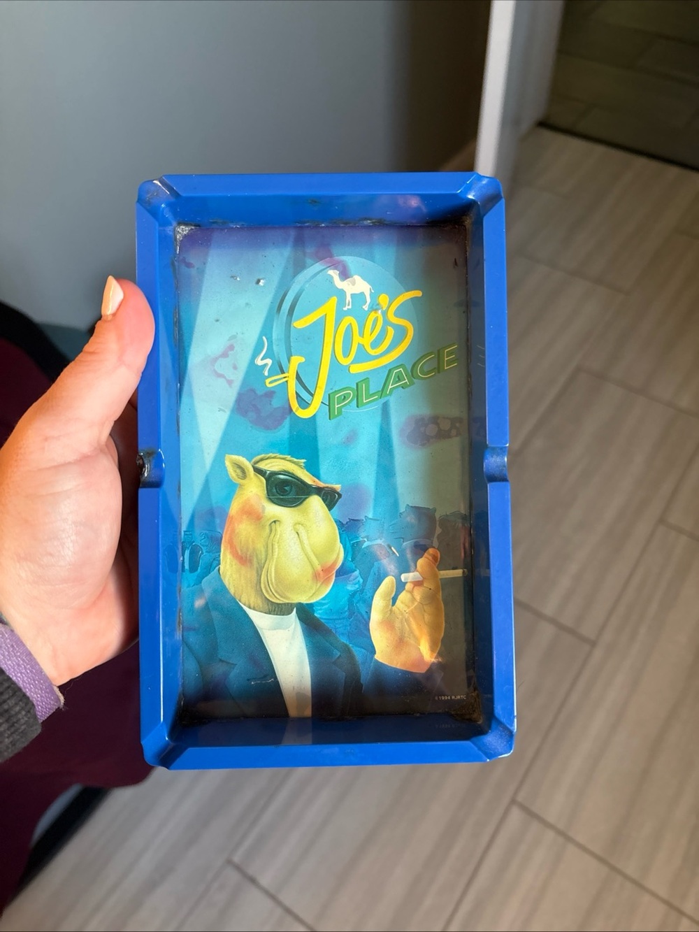 vintage 1994 blue plastic Joe Camel "Joe's Place" ashtray